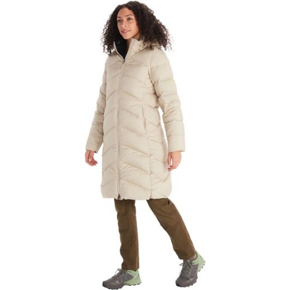 NWTs Marmot Women’s Montreaux Long Down Coat. Sandbar. Small - Picture 2 of 11